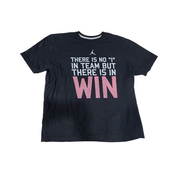Jordan Shirt Mens 2XL Black Crew Neck Athletic Graphic There Is No I In Team - Picture 1 of 3